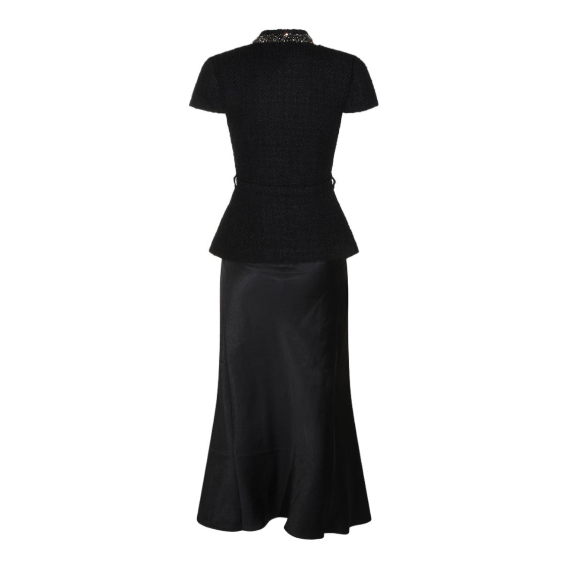Self-Portrait Black Gemstone Peplum Midi Dress