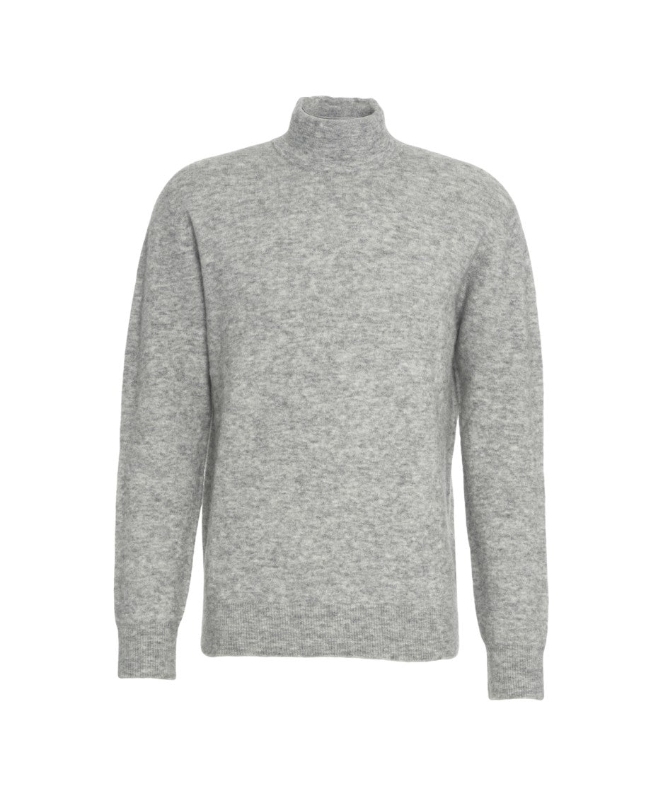 Roberto Collina Heathered High-Neck Pullover With Ribbed Trims