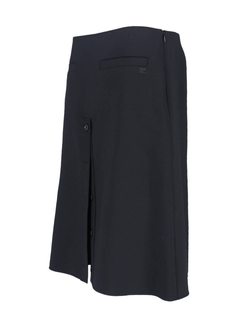 Courrèges Logo Midi Skirt – Black