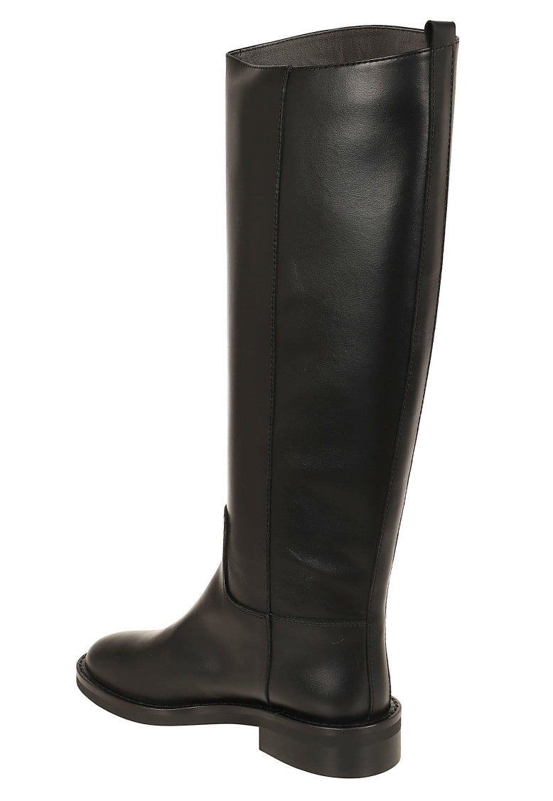 Via Roma 15 Stivale Alto 012 Black Leather Knee-High Boots