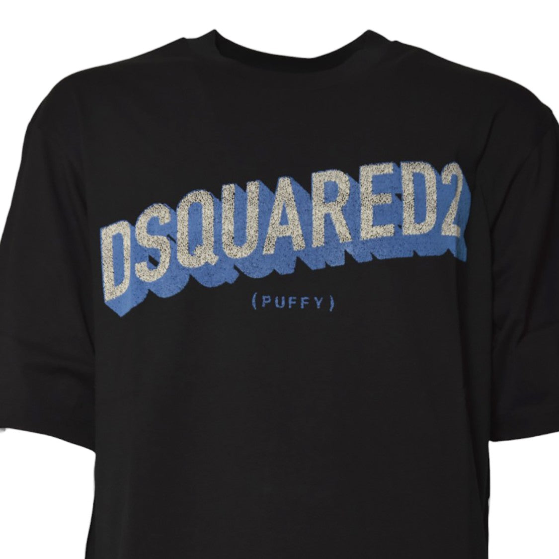 Dsquared2 Short-Sleeve Black T-Shirt With Textured Graphic Logo