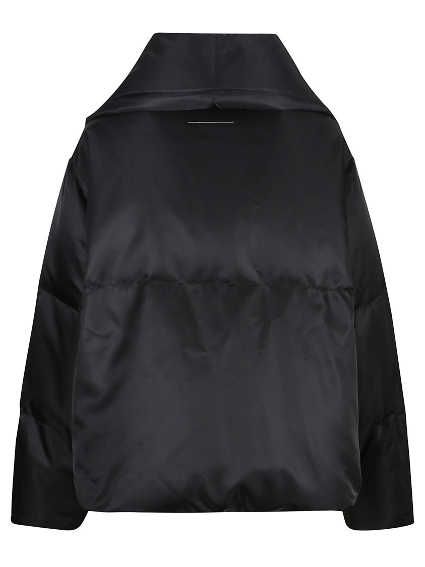 Mm6 By Maison Margiela Short Asymmetrical Down Jacket In Polyamide