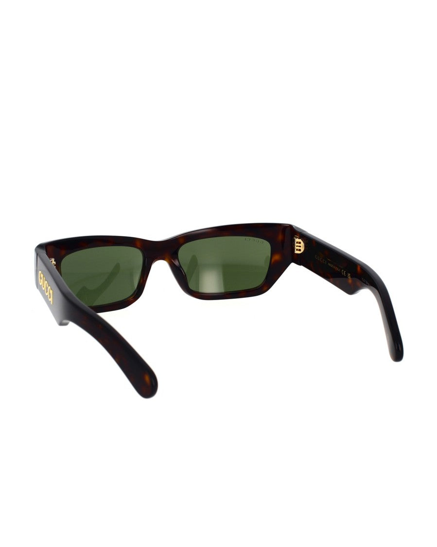 Gucci Havana Frame Sunglasses With Green Lenses