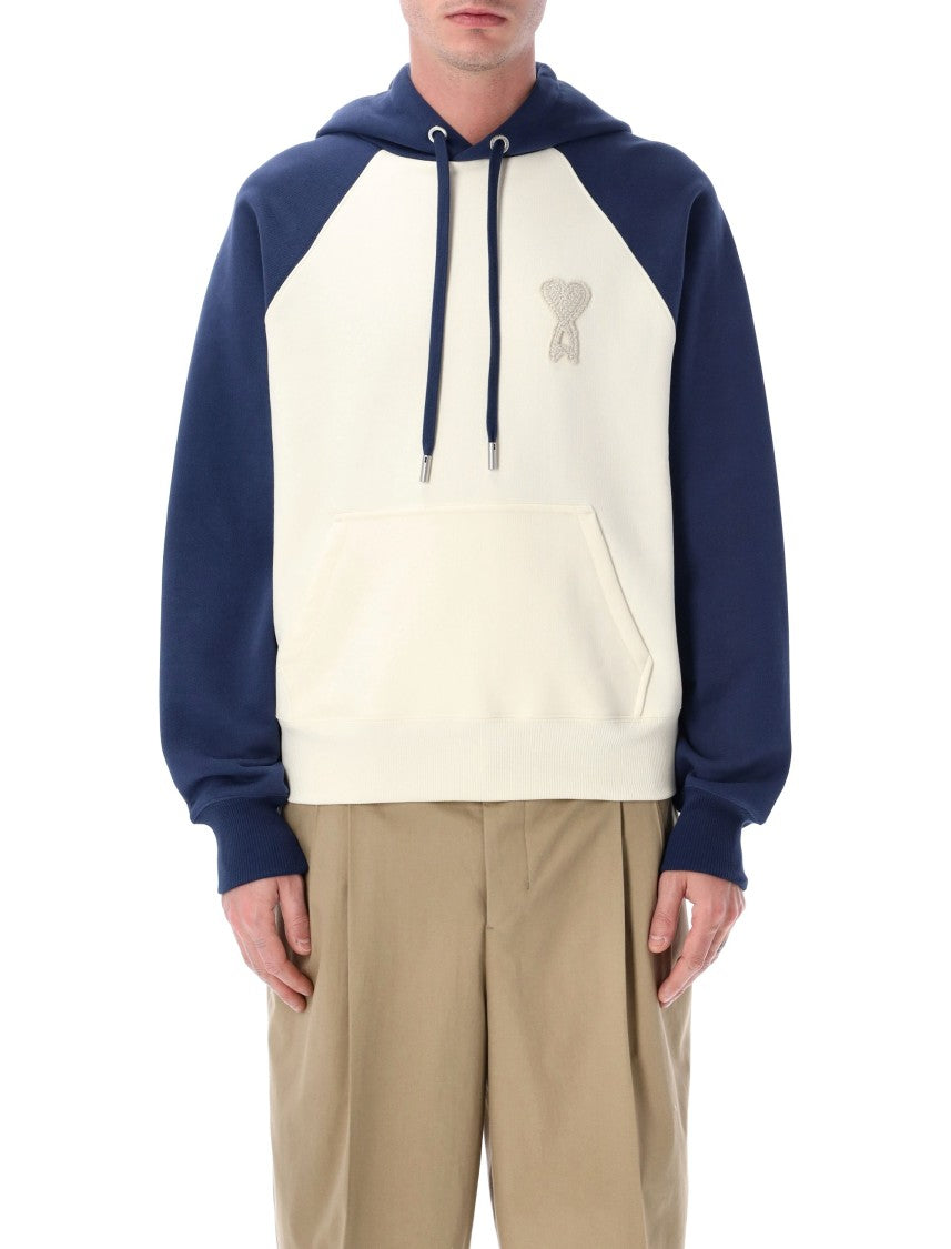 Ami Paris Bicolor Raglan Boxy Cotton Hoodie