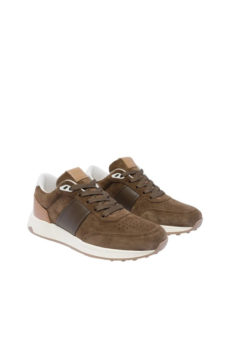 Tod's Brown Colorblock Lug Sole Leather Running Sneakers