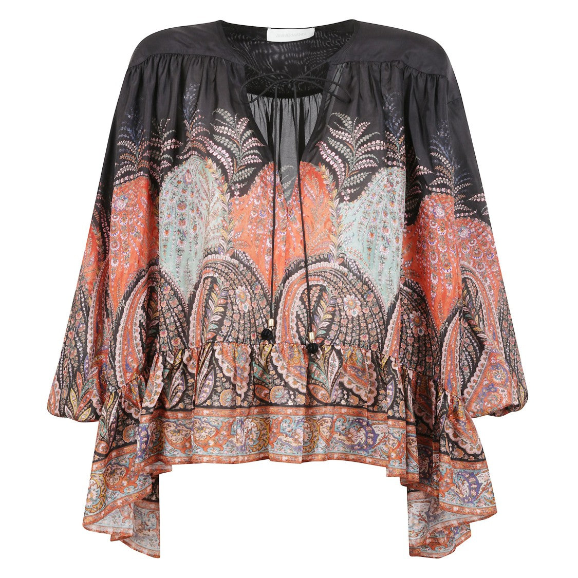 Zimmermann Paisley Print Silk Blouse With Hemline