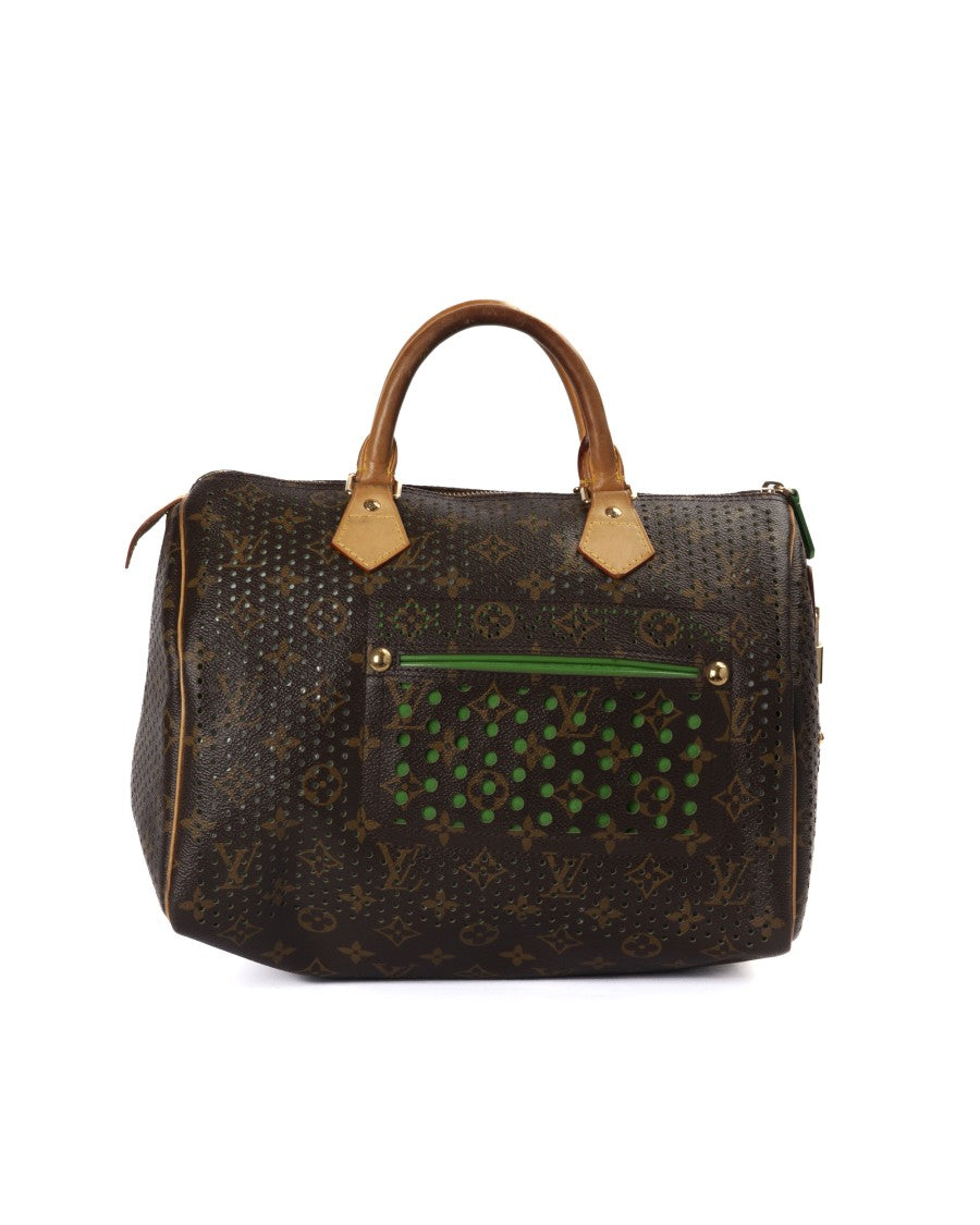 Louis Vuitton Green Monogram Perforated Speedy 30 Tote Bag
