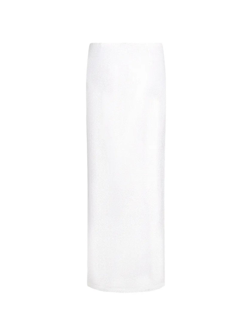 Karl Lagerfeld Sheer Mesh Maxi Skirt With Subtle Side Slit
