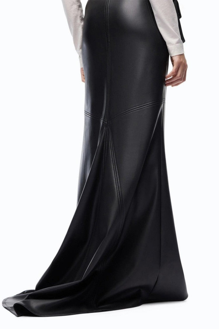 Pinko Black Polyester Flared Maxi Skirt