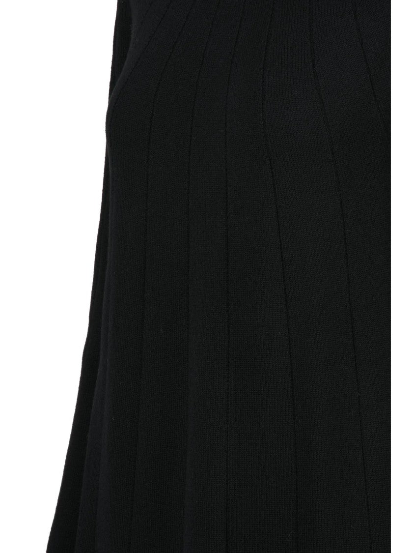 Mm By Max Mara Fluid Maxi Dress With High Neckline And Ribbed Detailing