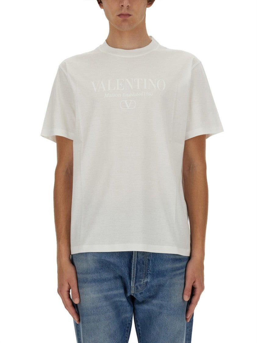 Valentino Short-Sleeved Cotton T-Shirt With Subtle Logo Print
