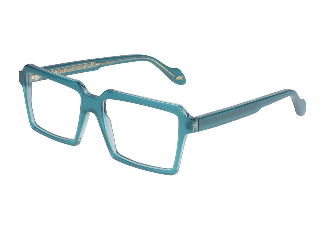 Kador Teal Disko Light Translucent Oversized Square Eyeglasses