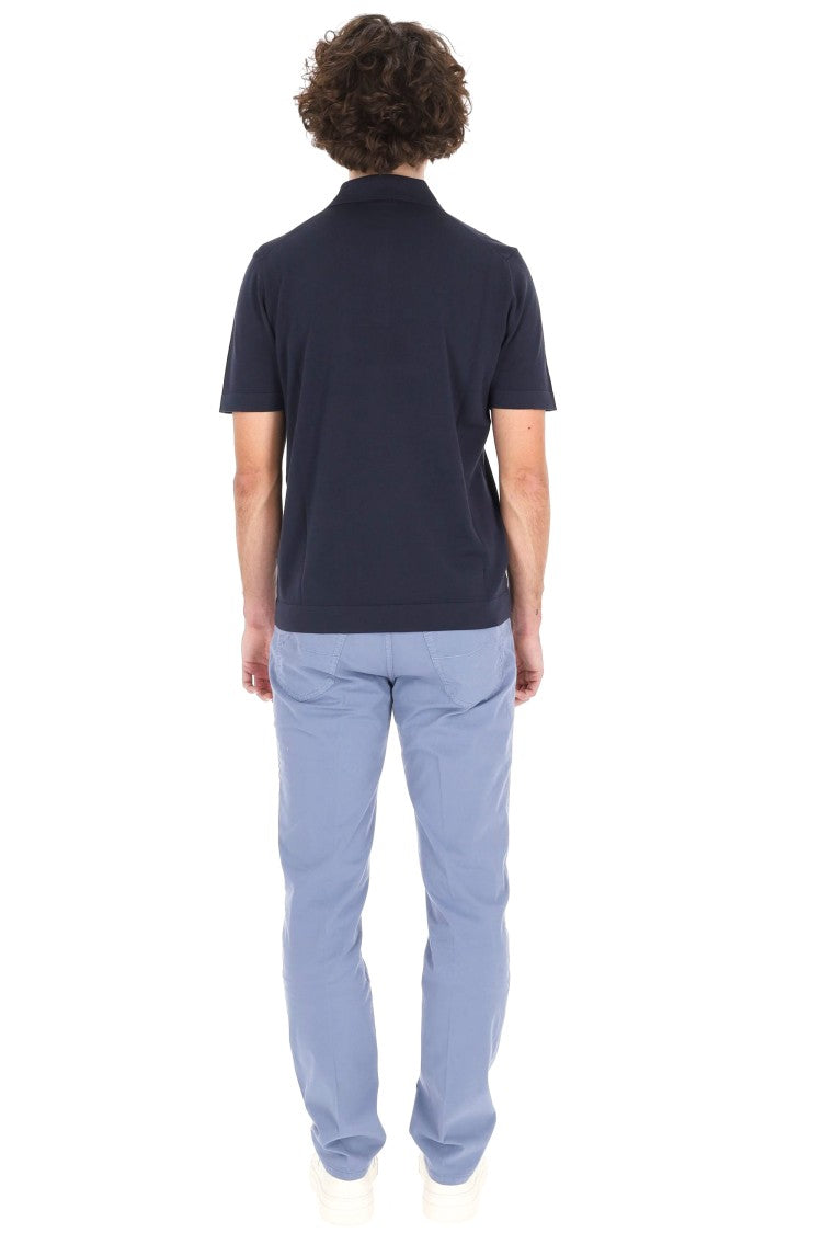 Drumohr Blue Ice Cotton Frosted Polo Shirt