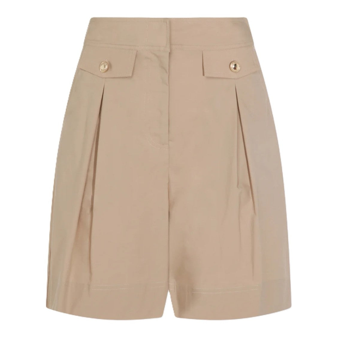 Twin-Set High-Waisted Tailored Shorts With Pleats And Flap Pockets