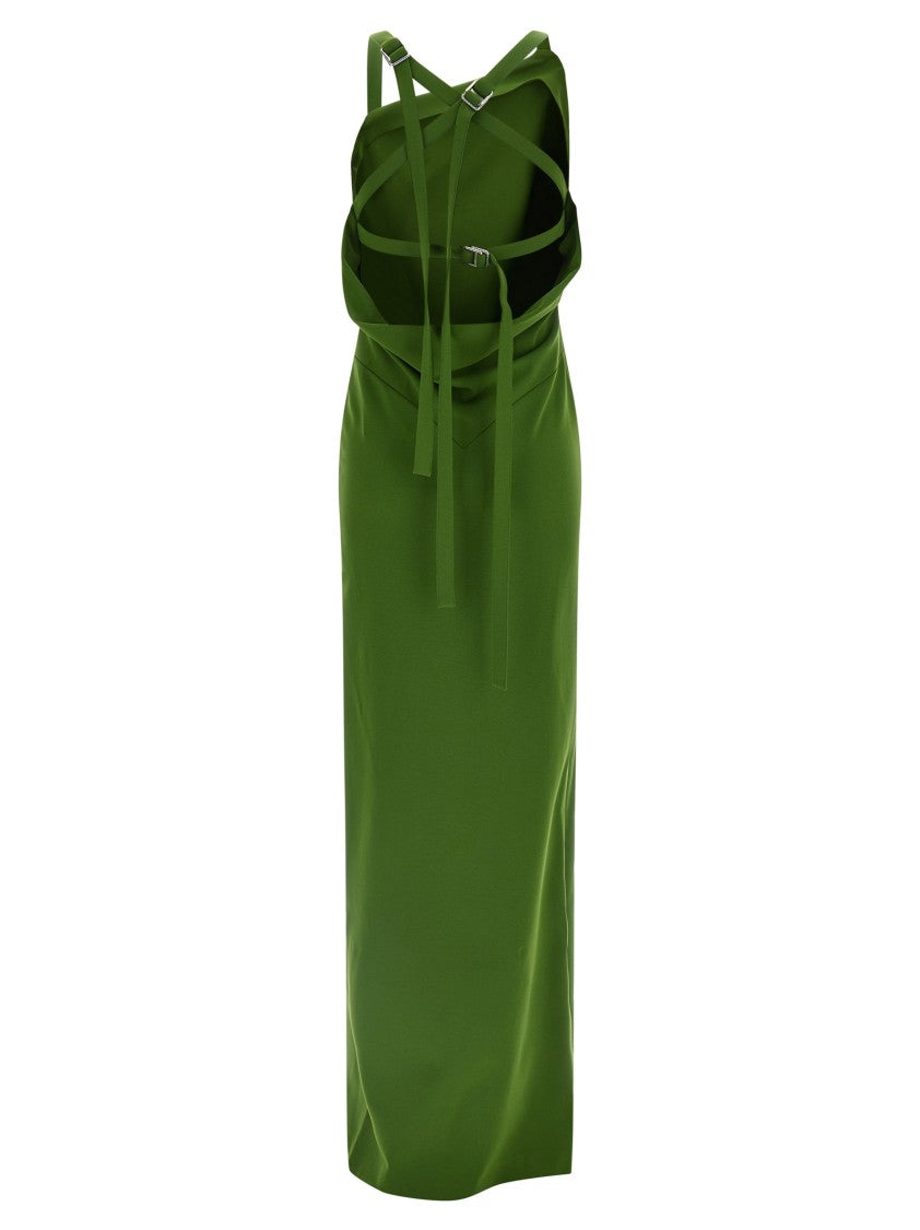 The Attico Flowing Maxi Dress With Asymmetrical Neckline And Adjustable Straps