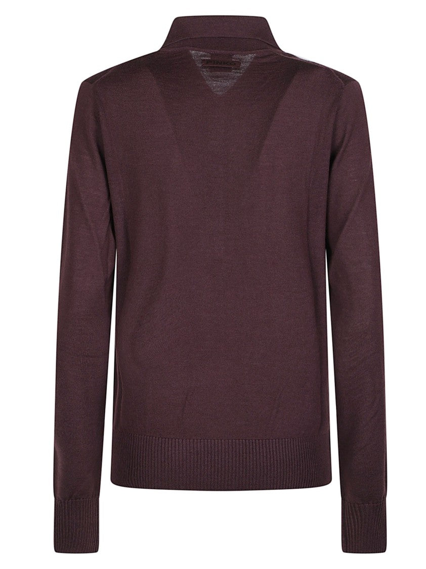 Pinko Vaduz Long Sleeve Wool-Blend Polo Shirt