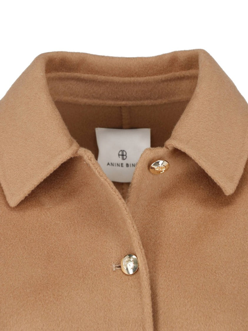 Anine Bing Short Brown Wool And Cashmere Jacket With Classic Collar