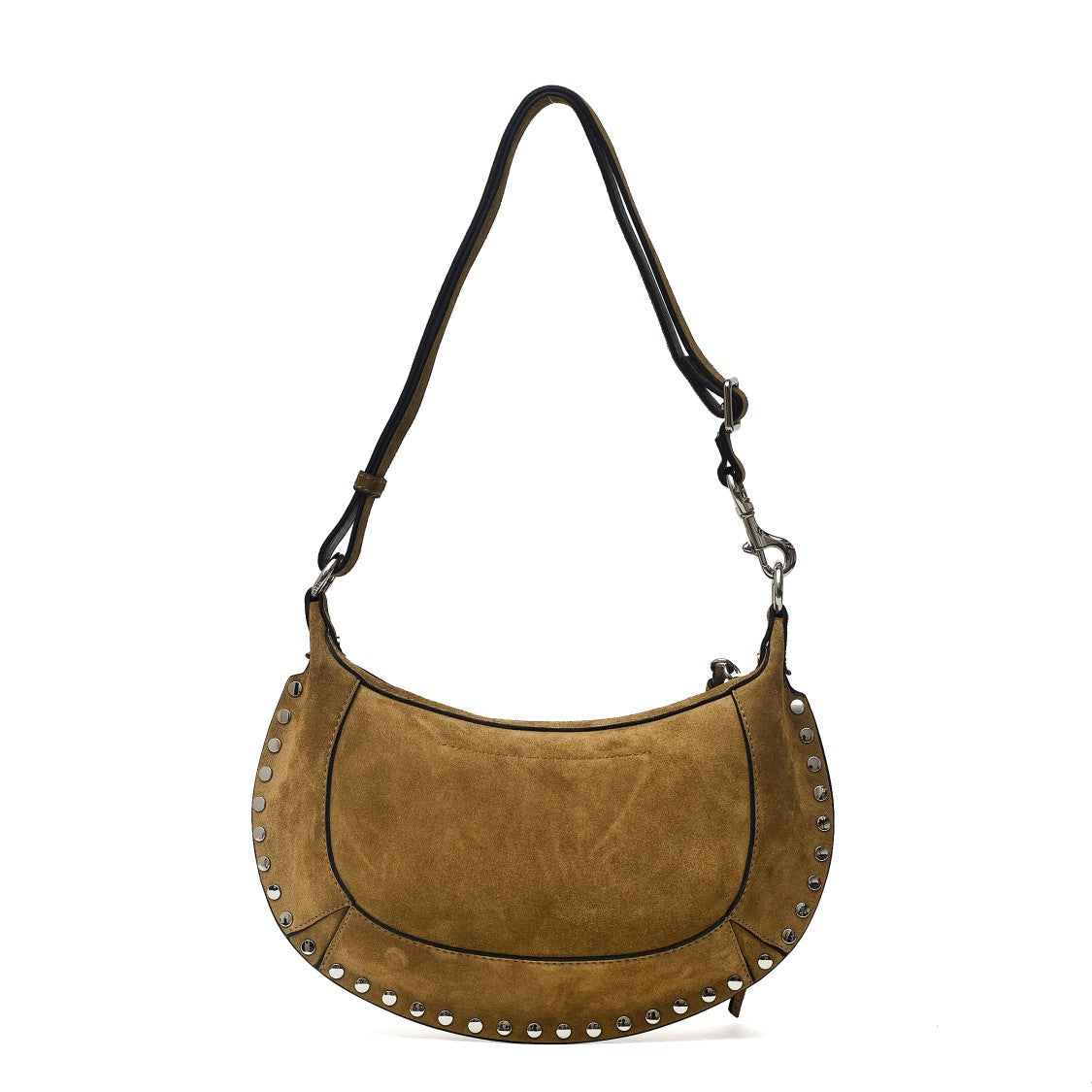 Isabel Marant Crescent-Shaped Suede Leather Shoulder Bag With Studded Edges