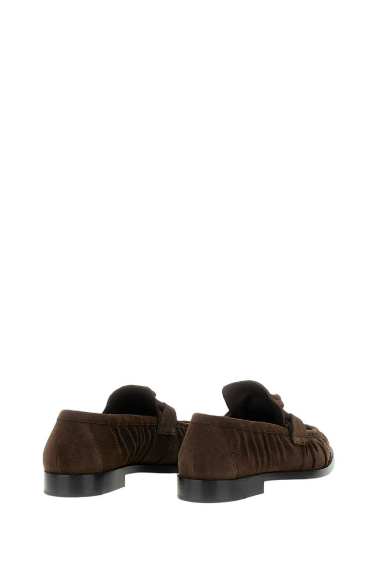 Bottega Veneta Crinkled-Effect Suede Leather Loafers