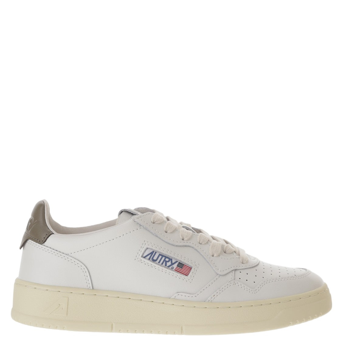 Autry White Brown Medalist Low Leather Sneakers