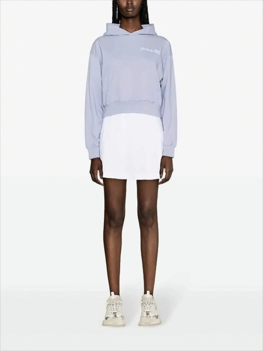 Sporty And Rich Relaxed-Fit Cropped Hoodie In Soft Blue Fabric