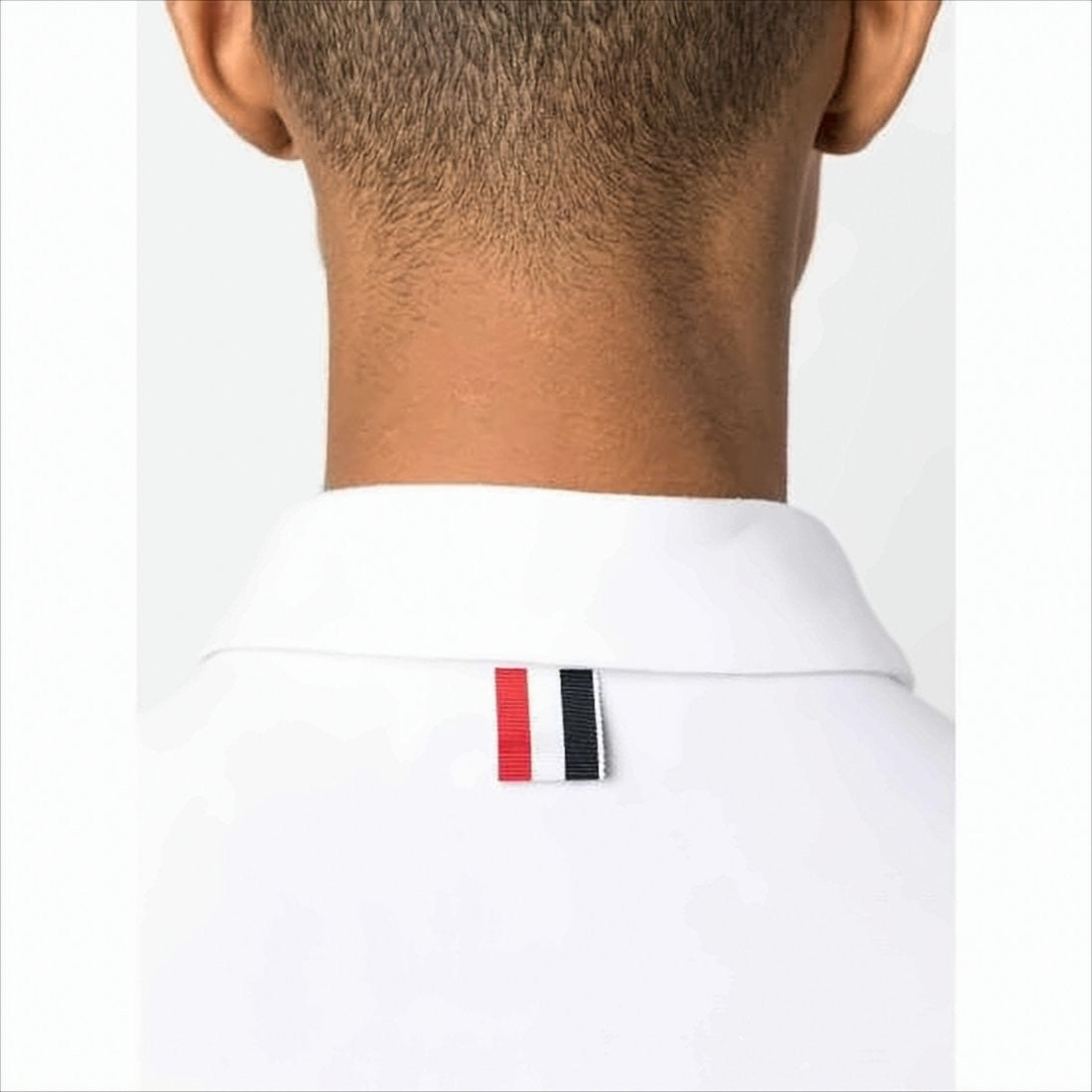 Thom Browne Short-Sleeve Polo Shirt With Vertical Stripe Detail