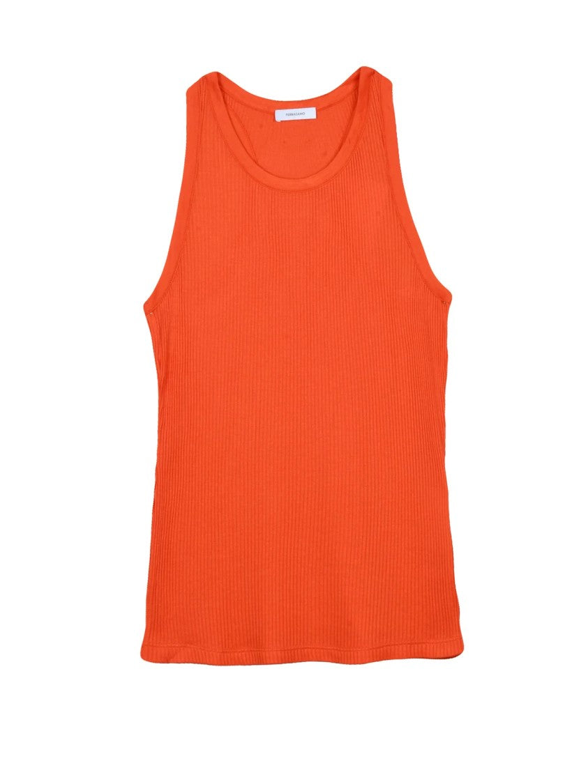 Ferragamo Cupro Silk Sleeveless Top With Racerback Design