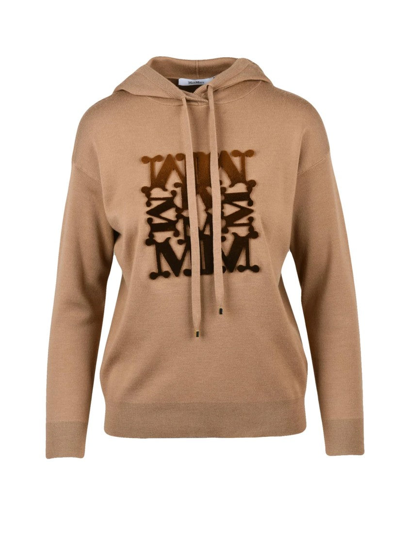 Max Mara Hooded Knit Sweatshirt With Bold Graphic Design