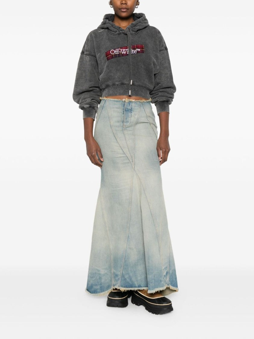 Off-White Flared Denim Maxi Skirt