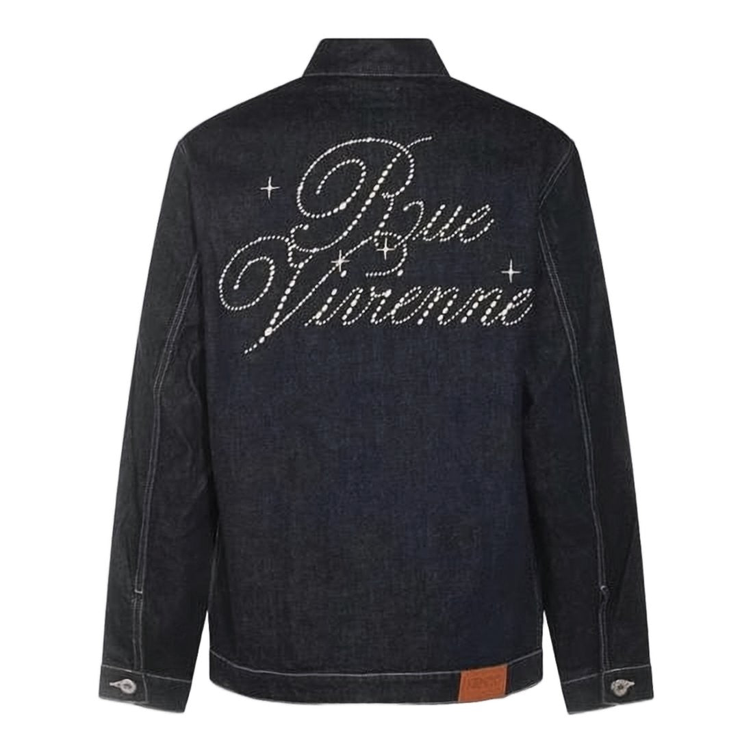 Kenzo Dark Denim Jacket With Pearl Embellishments