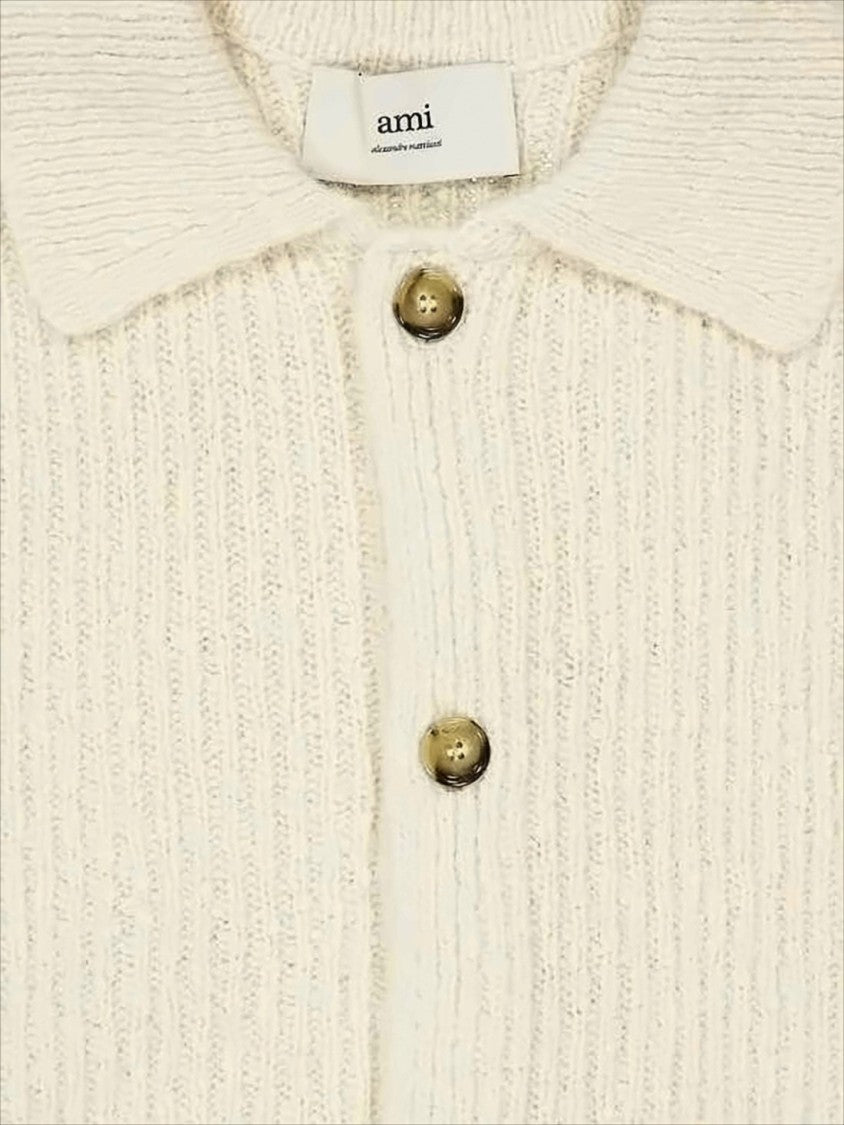 Ami Paris Ribbed Knit Cardigan
