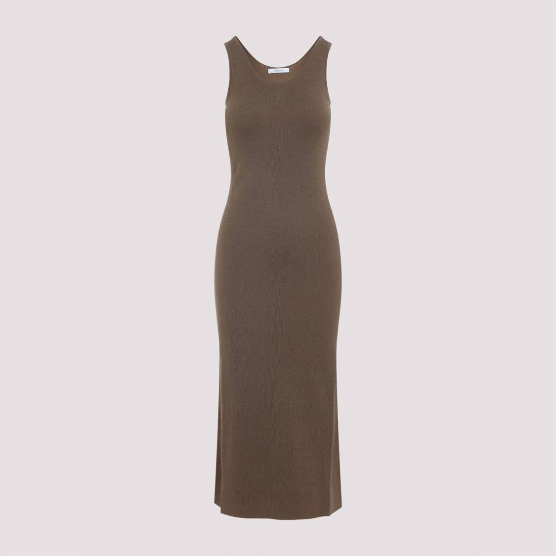 Max Mara Nut Brown Virgin Wool Aceri Knit Long Dress