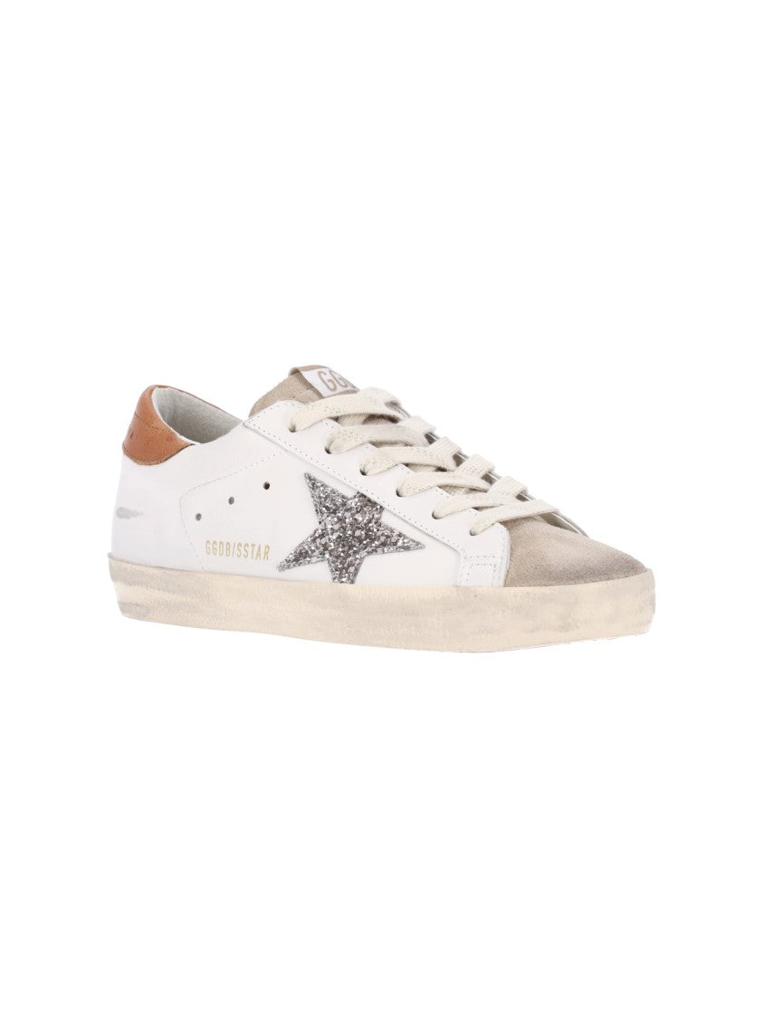 Golden Goose Round Toe Low-Top Sneakers With Glittery Star Detail