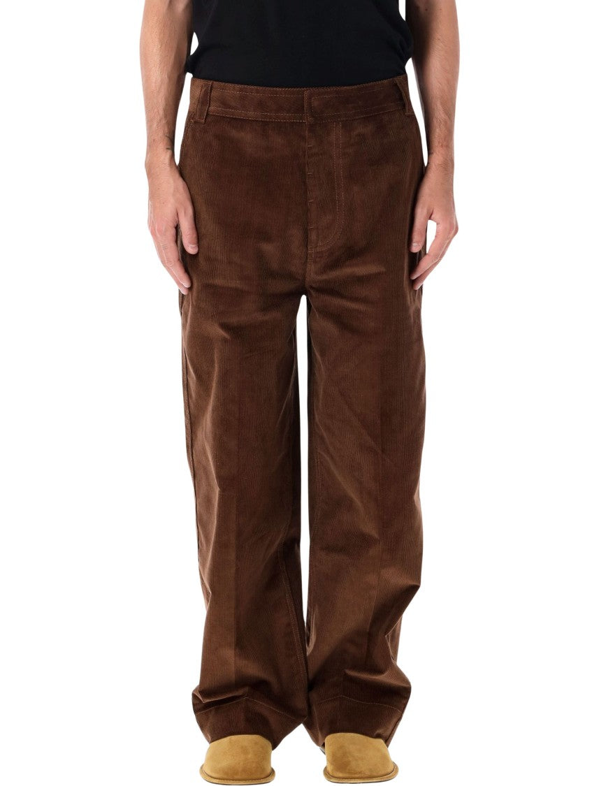Ami Paris Relaxed-Fit Brown Chino Pants With Wide Straight Leg