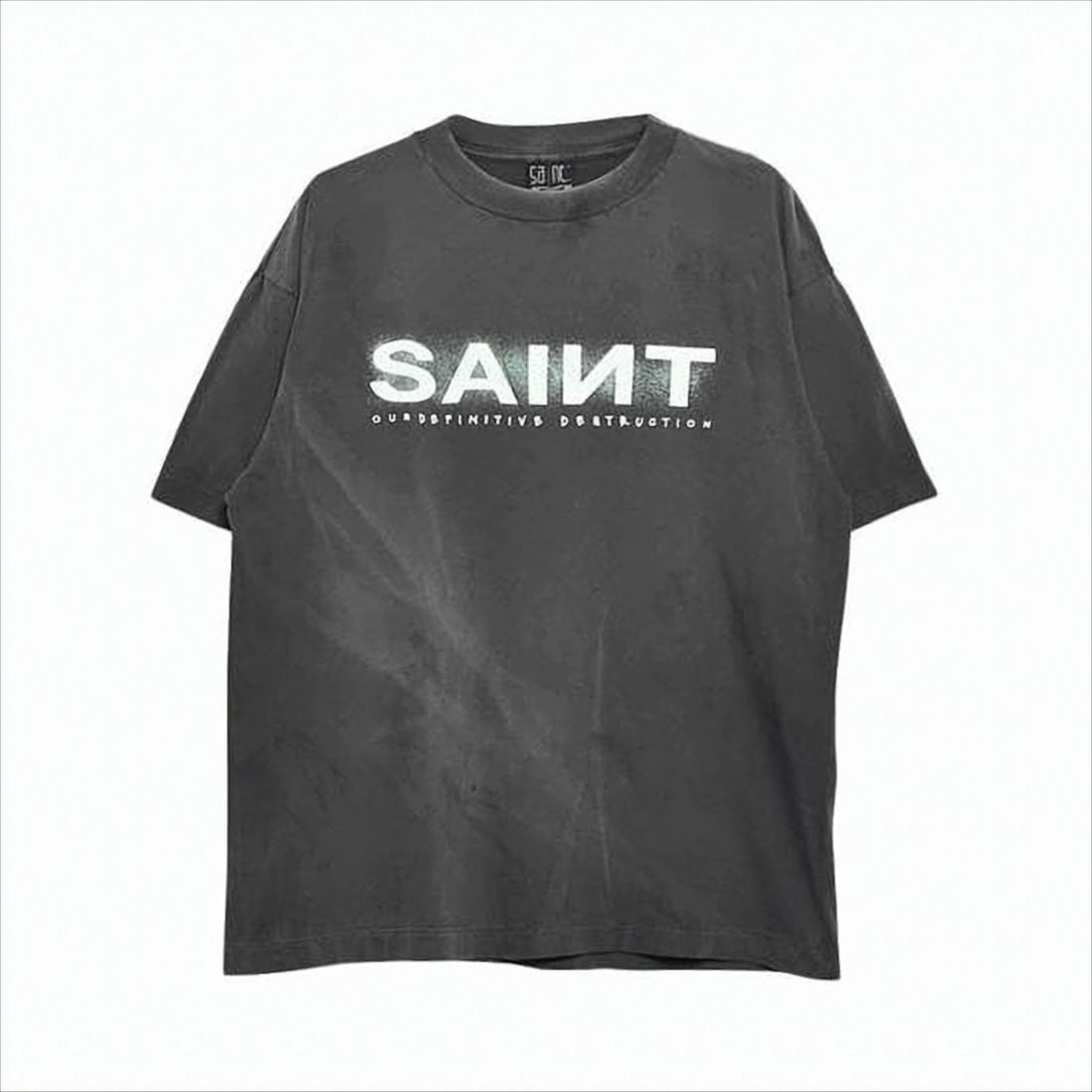 Saint Mxxxxxx Washed Black Short-Sleeve T-Shirt With Annihilate Me Print