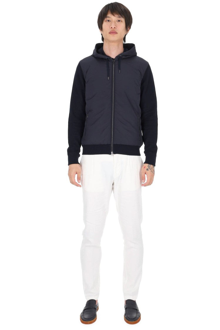 Herno Blue Bi-Material Technical Bomber Jacket