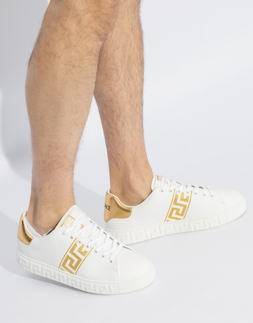 Versace White La Greca Logo Polyamide Sneakers