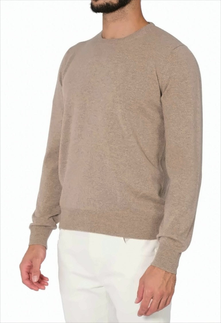 Gran Sasso Beige Crewneck Sweater With Ribbed Detailing