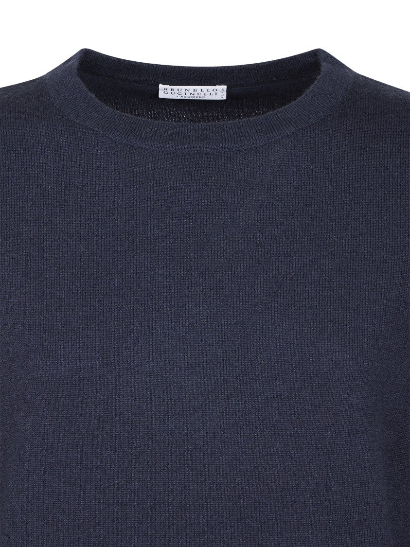 Brunello Cucinelli Fine-Knit Cashmere Sweater With Classic Crew Neckline
