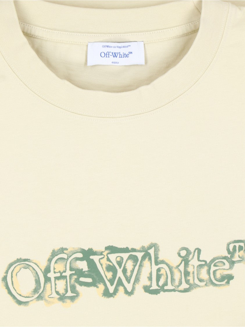 Off-White Beige T-Shirt With Classic Crew Neckline