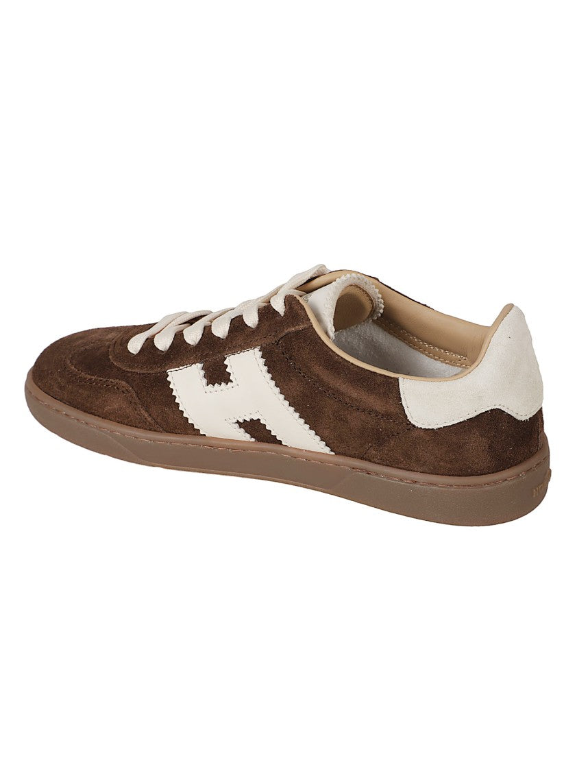 Hogan Rich Brown Suede Sneakers With White Leather Accents
