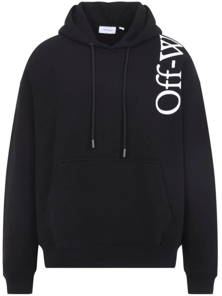 Off-White Relaxed Fit Black Hoodie With Vertical Text Detail