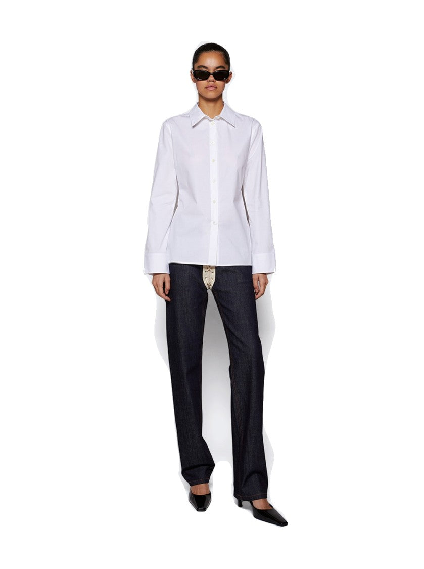 Jacquemus Long Sleeve Collared Shirt White