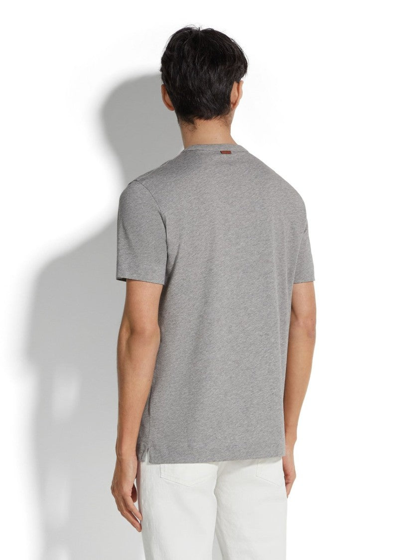 Zegna Classic Grey Crew Neck T-Shirt