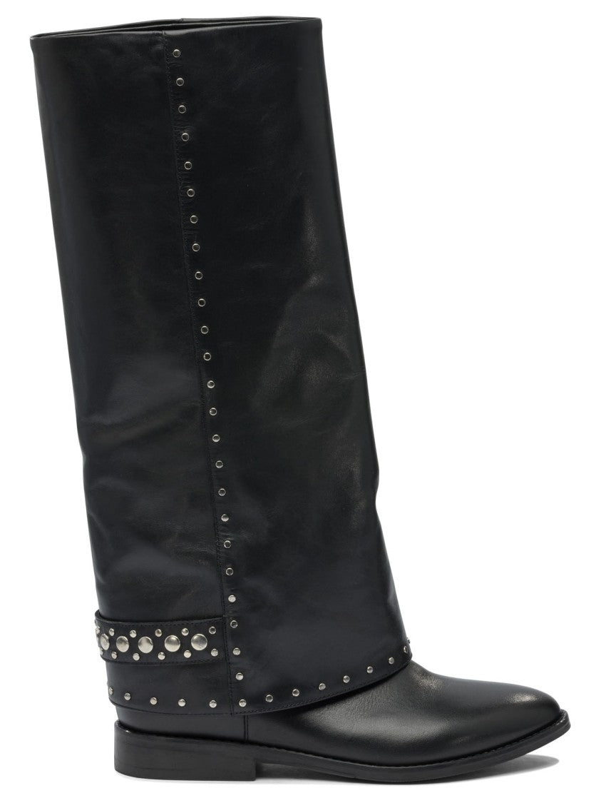 Strategia Black Ankle Boots With Studded Strap