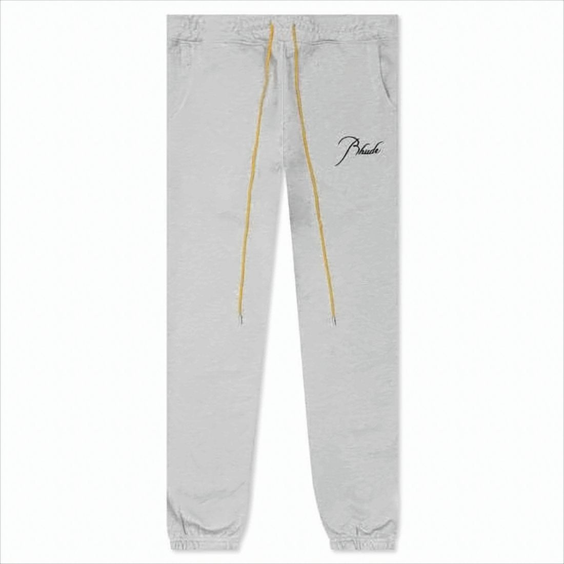 Rhude Light Grey Jogger Pants With Yellow Accents
