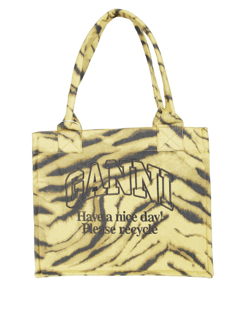 Ganni Large Easy Shopper Pocket Print Zebra