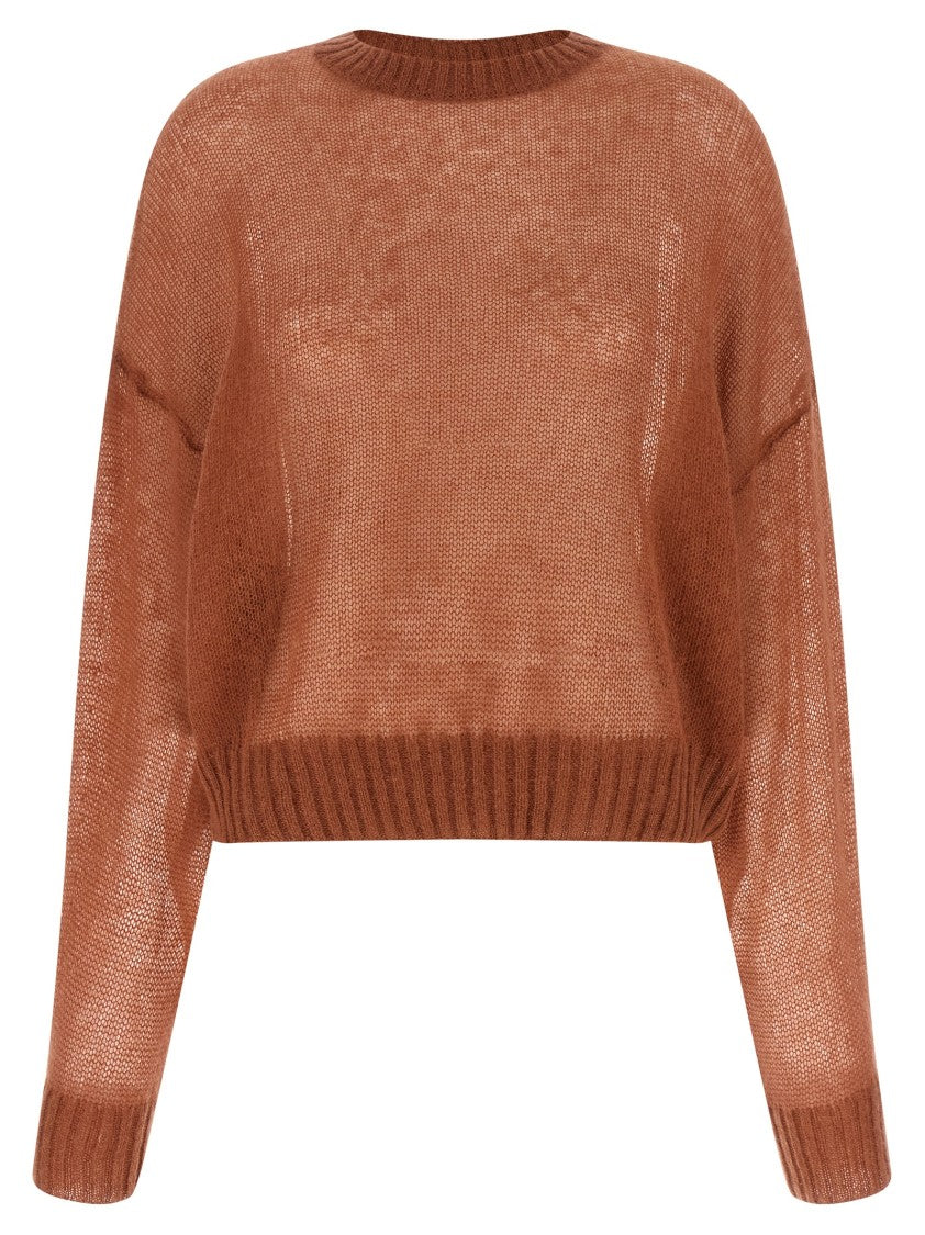 Brunello Cucinelli Mohair And Wool Knit Sweater With Jewel Back Detail