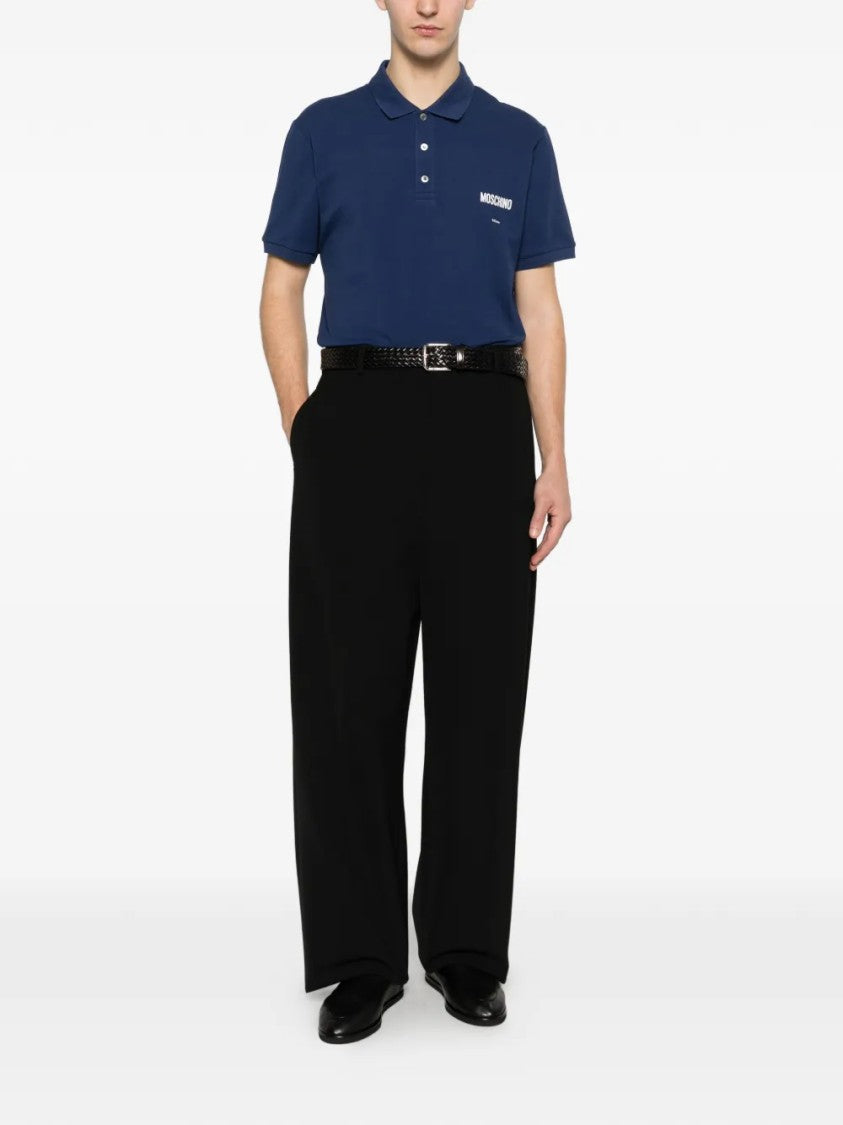 Moschino Relaxed-Fit Polo Shirt With Ribbed Details And Logo Accents