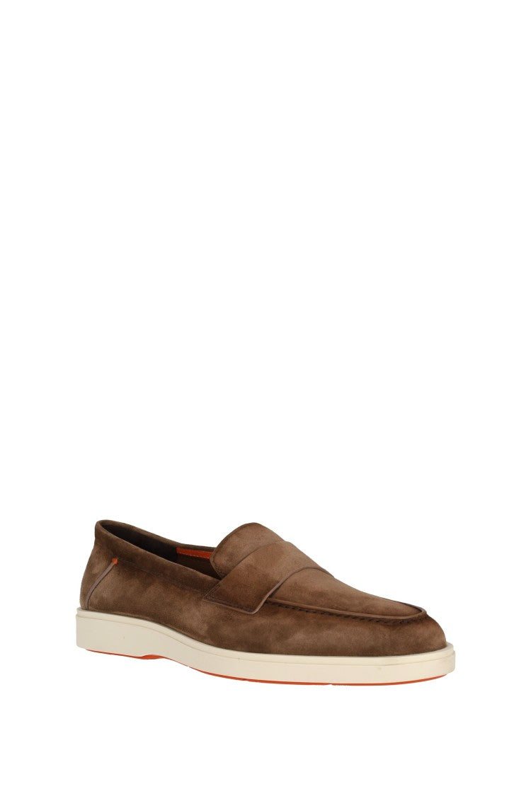 Santoni Suede Slip-On With Rubber Sole
